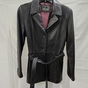 Adler Women's Black Leather Belted Jacket